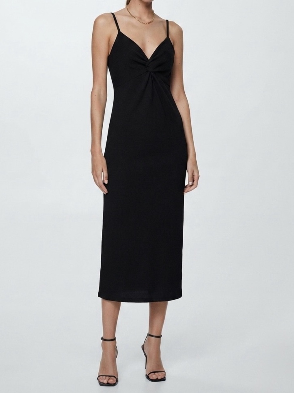H&M Black Midi Dress with Twist Front